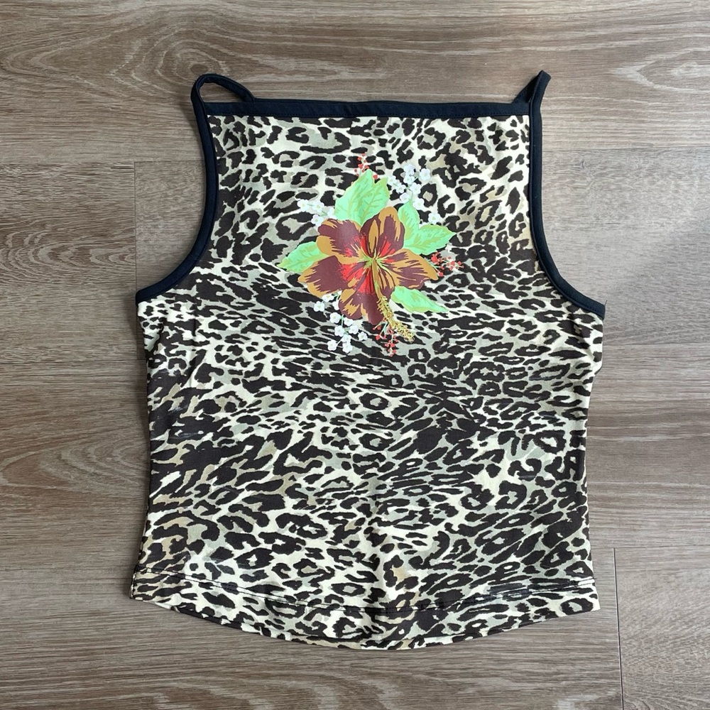 URBAN OUTFITTERS Leopard Hawaiian Florals Tank Top Small